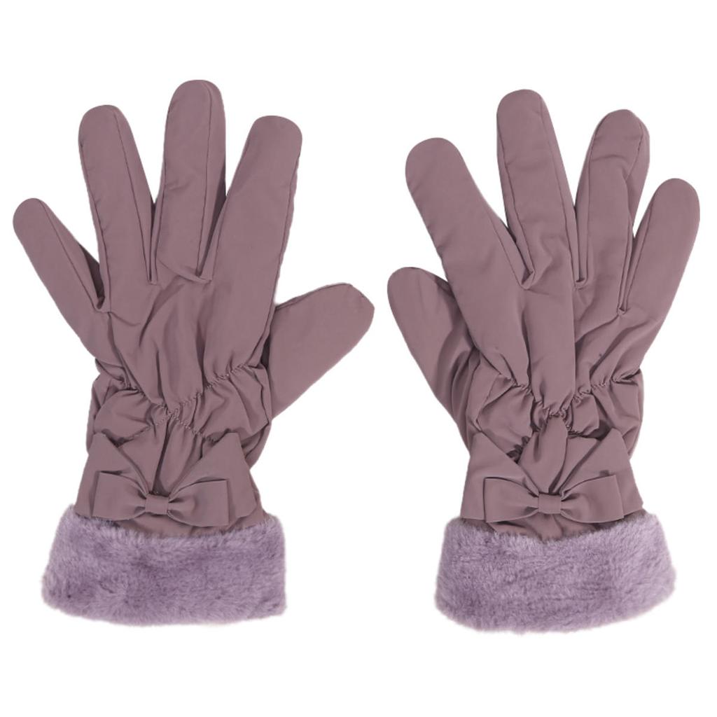 Gants de Ski Femme Hiver Polaire Épais Chaud Peluche Polyester Imperméable Gants Écran Tactile pour Equitation Extérieure Alpinisme