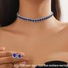 European & American Green Blue Choker Necklace & Stud Earrings Set for Women - Ideal for Weddings & Evening Dresses