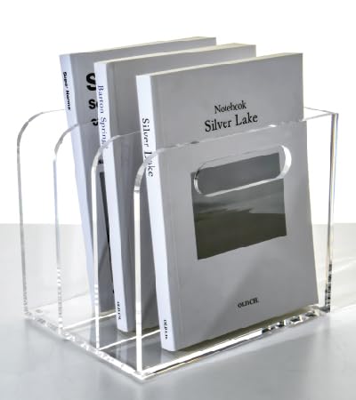 AIMOLLY Acrylic File Box, 3-Tier Book Stand, Vertical Compartment, Desk Shelf, Desktop Shelf, Desktop Document Storage, Office Supplies, Clear, Deskto