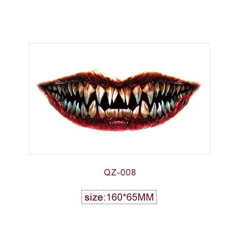 Halloween Horror Big Mouth Face Tattoo Stickers for Party Masquerade
