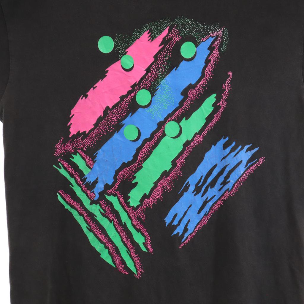 OLD 90s Print Short sleeve T-shirt black Single stitch Men's Used