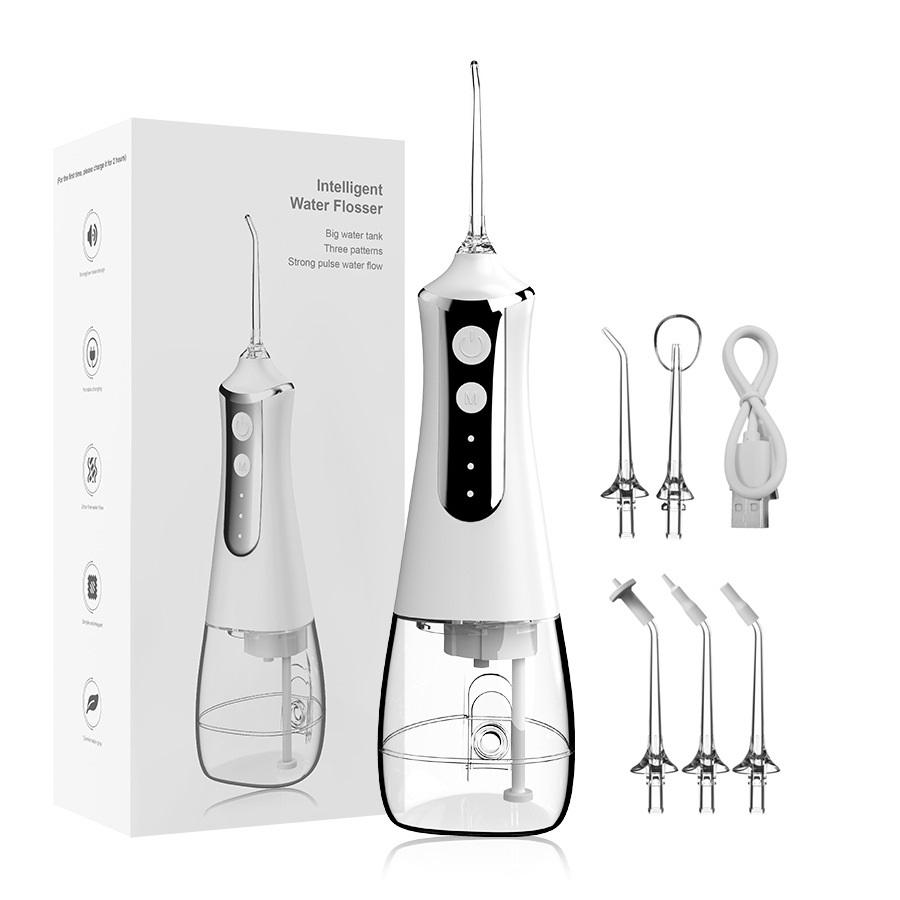 Zubní ústní irigátor Vodní nit Zubní párátko pro čištění zubů Nit Ústní mycí stroj 5 trysek 300 ml Floss Jet