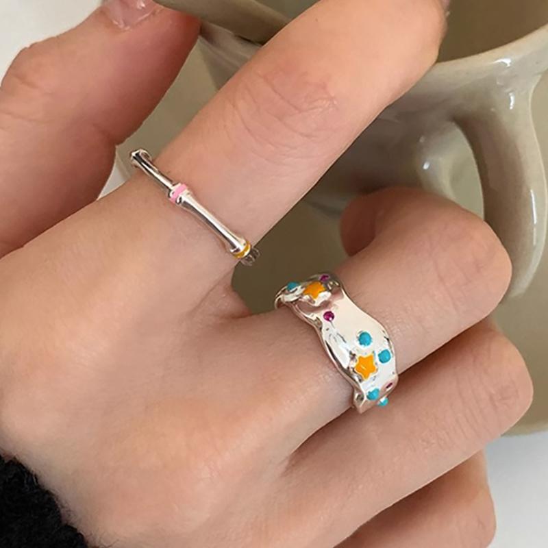 foxanry Tropfenglasur-Ring für Frauen und Mädchen, trendige Persönlichkeit, unregelmäßige geometrische Geburtstags-Schmuckgeschenke