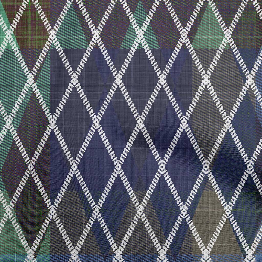 oneOone Cotton Flex Forest Green Fabric Argyle Quilting Supplies Print Sewing Fabric By The Yard 40 Inch