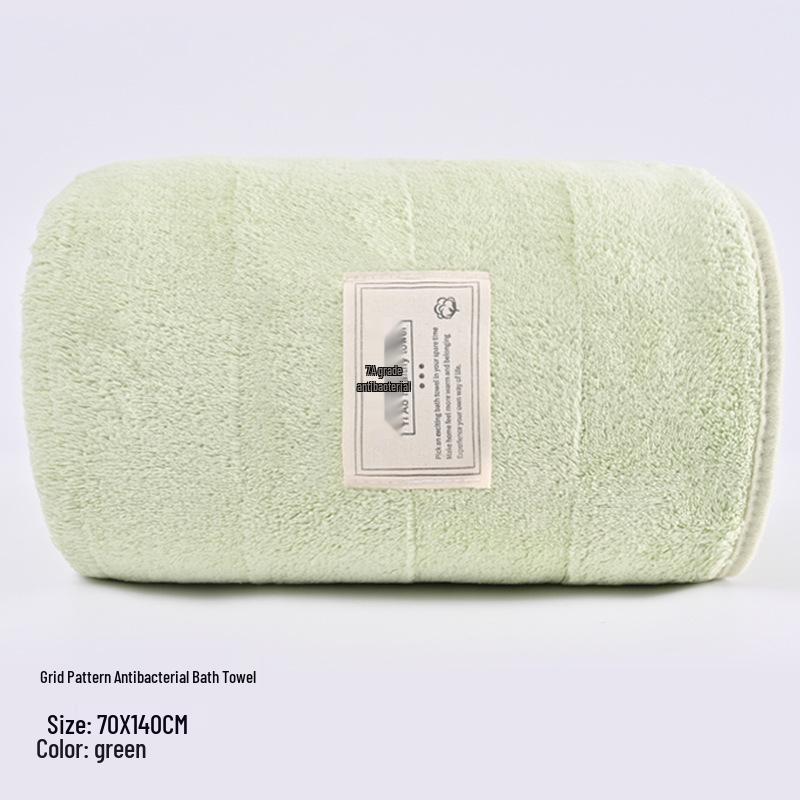 Men s and Women s Quick-Dry Soft Coral Fleece Bath Towel - Super Absorbent, Antibacterial, Thickened, Ideal for Home Use 140x70cm зелёный