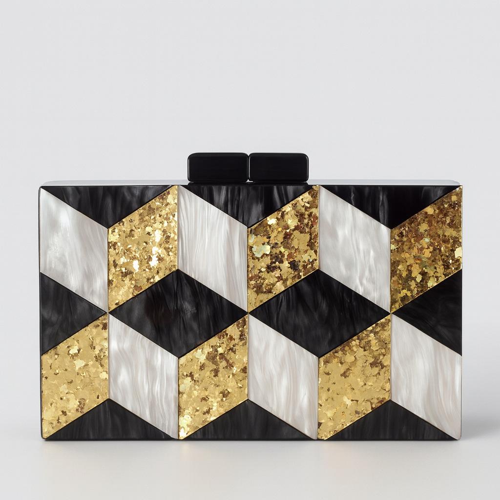 

One Shoulder Oblique Span Bag Splicing Acrylic Small Square Bag Dinner Clutch Bag