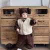 Children's Clothing Autumn and Winter New Baby Plush Vest Jacket Children's Clothing Boys Thickened Sweater Set