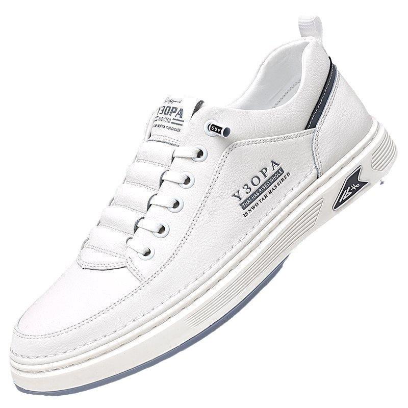 Men's shoes little white shoes leather shoes British classic breathable deodorant white casual shoes soft sole soft surface