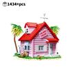 Creative Island House Building Blocks Set Seaside Villa Model Wooden Cabin Cottage DIY Assembly Toys for Kids Birthday Gift