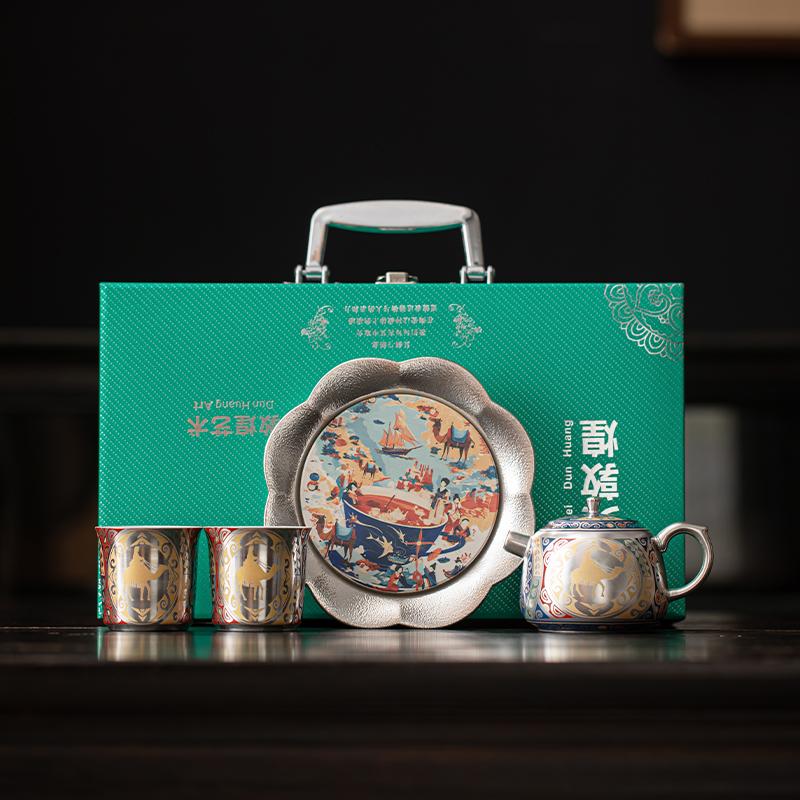 Su's Ceramic Gilded Silver Dunhuang Silk Road Teapot Set