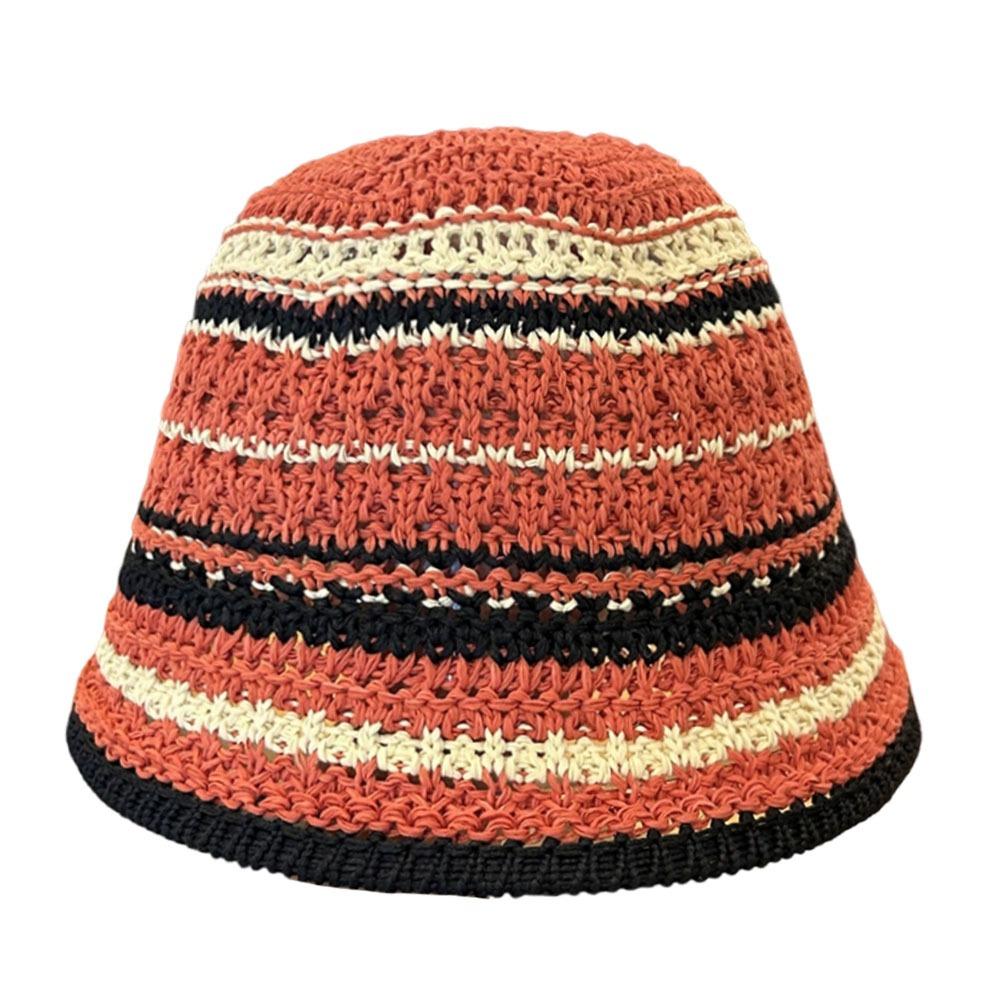 

Великий карнизний в язаний гачком капелюх відро смугастий в язаний порожнистий тонкий капелюх від сонця складаний басейновий капелюх літній