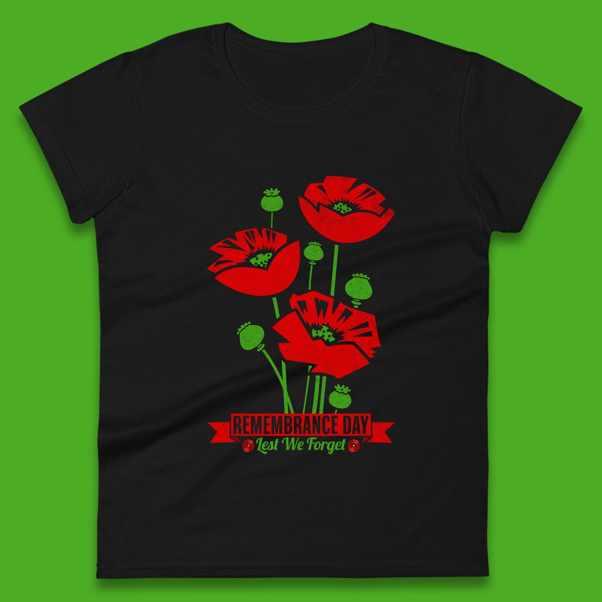 

Remembrance Day Lest We Forget British Armed Forces Poppy Flower Womens Tee T Shirt Mens Tops Unisex Top XL