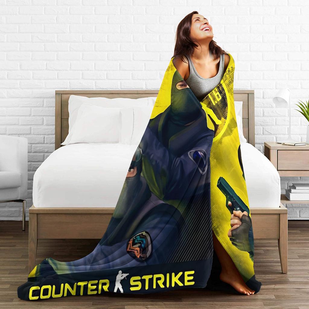 Counter Strike CS Go Fashion Blanket Shootting Game Art Plush Awesome Soft Throw Fashion Blanket for Home Textile Decor Outdoor