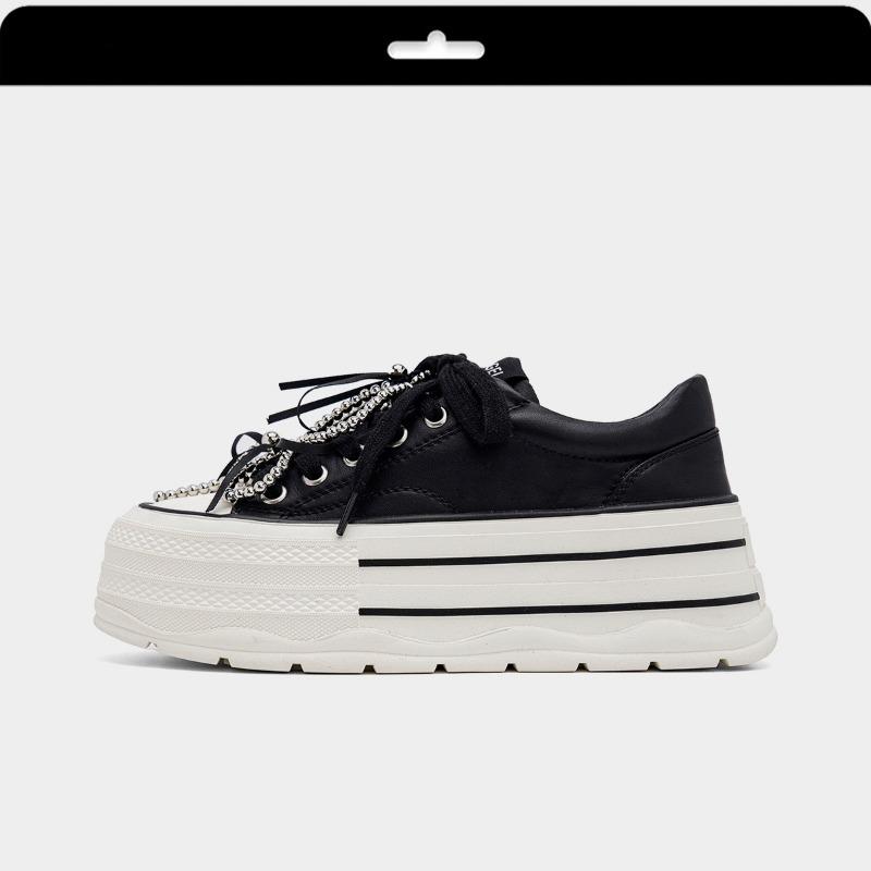 

Nanqu Fio~ Height-increasing platform shoes women s spring and autumn black new casual board shoes women s 40 чёрный