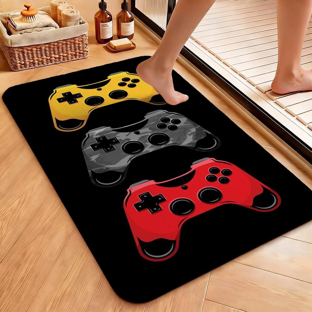 Colorful Game Controllers Patterned Rug Absorbent Nonslip Carpet For Bedroom Kitchen Bathroom Home Decor Halloween Gift