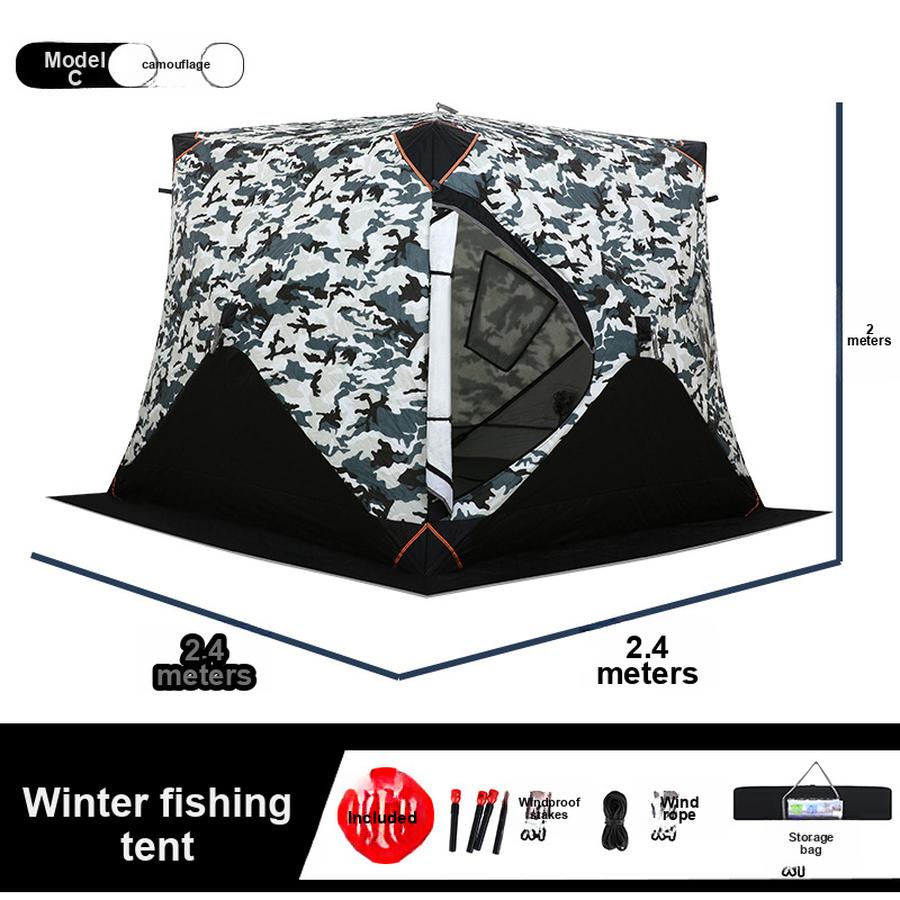 Guest Ice Fishing Tent Outdoor Tent Camping Tent Thickened Quilted Cotton Tent Extreme Cold Warmth Anti-Wind Waterproof