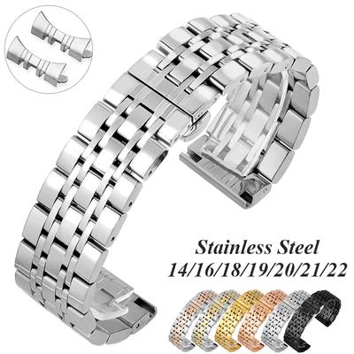 Correa de Reloj con Extremo Curvo 14 16 18 19 20 21 22 mm Pulsera de Acero Inoxidable Banda Metálica Pulsera Universal Accesorios de Correa de Reloj