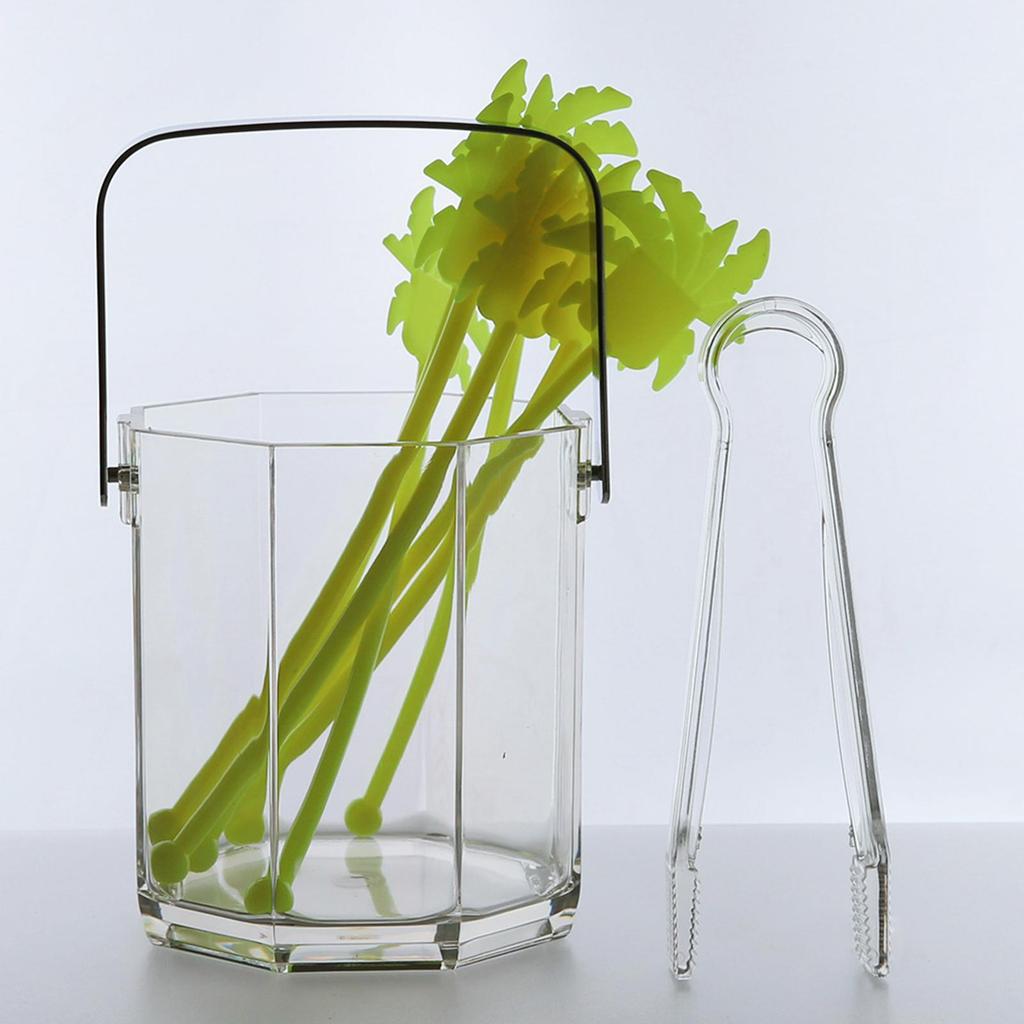 Small Ice Bucket, Champagne Bucket with Handle, Clear Wine Chiller for Home Bar Party Cafe