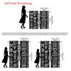 African Geometric Print Curtains Black White Semi Transparent Polyester Window Drapes Design Set Of 2 Made With Rod Pocket