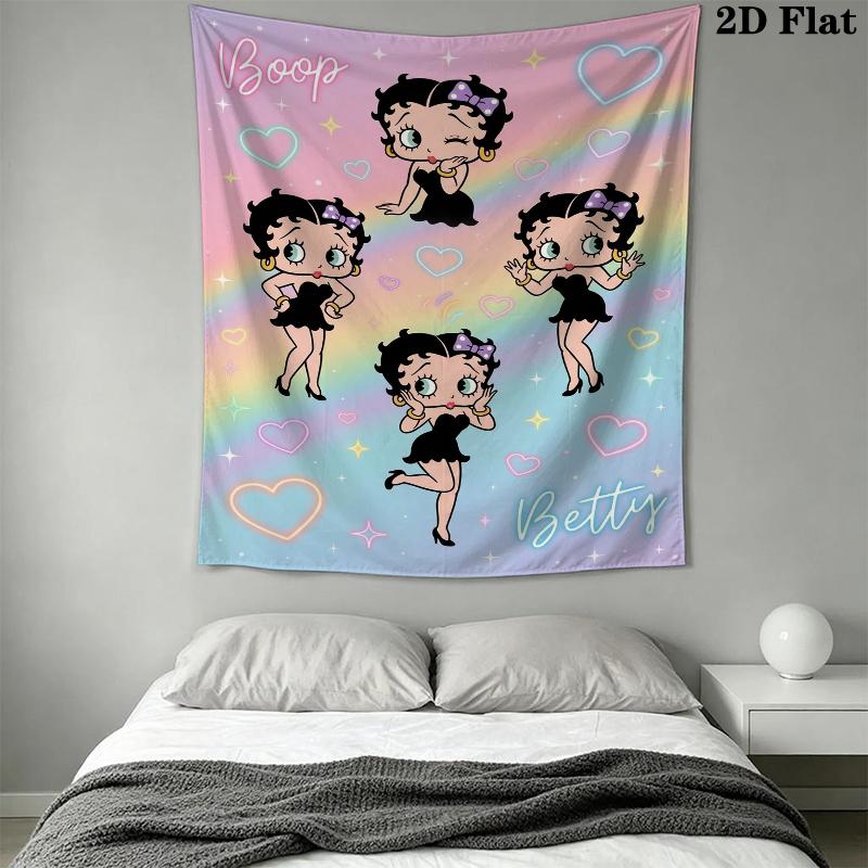 betty boop Wall Tapestry Aesthetic Wall Hanging Printed Fabric Blanket Decorative Tapestries for Bedroom Living Room Home Decor