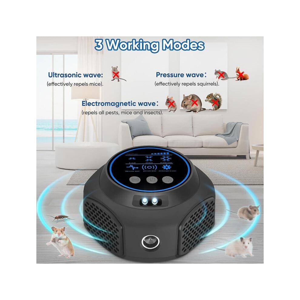 Répulsif à souris d'intérieur intelligent à ultrasons multidimensionnel à fréquence variable (noir)