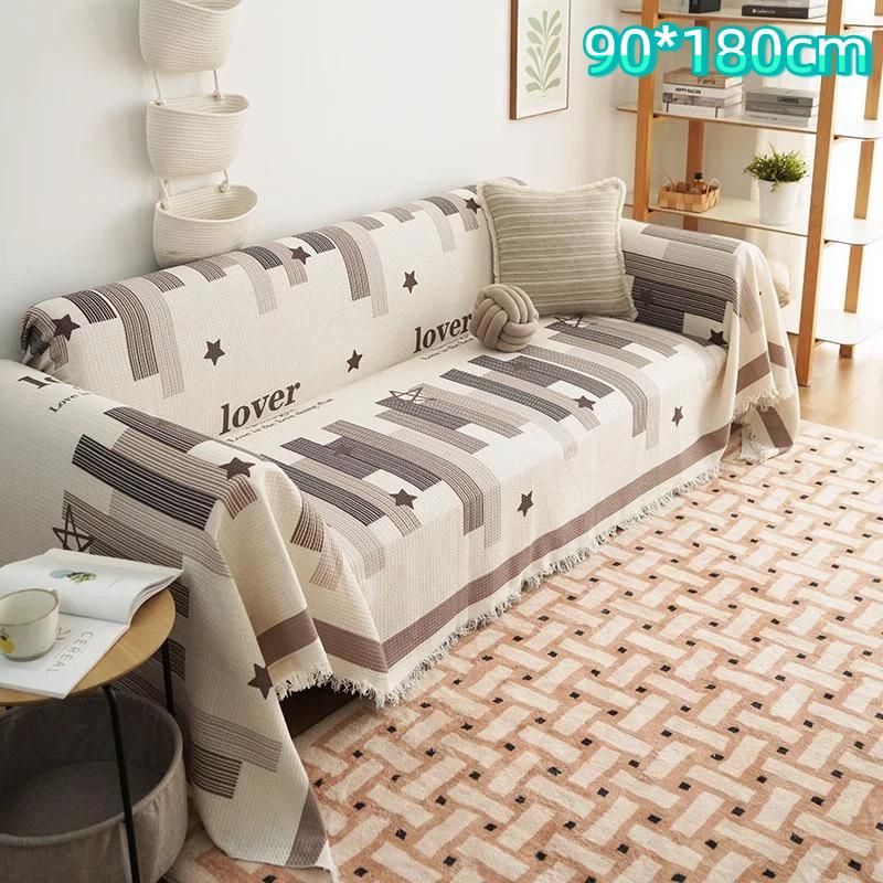 Polyester Cotton Sofa Cover Geometric Striped Star Pattern For Living Room Decor Pet Furniture Protection