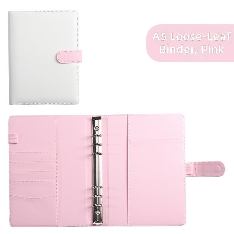 A5 A6 Macaron Print Loose-Leaf Leather Notebook Notebook for Studentsjournal Notebook (Pink,80 Pages&A5) розовый