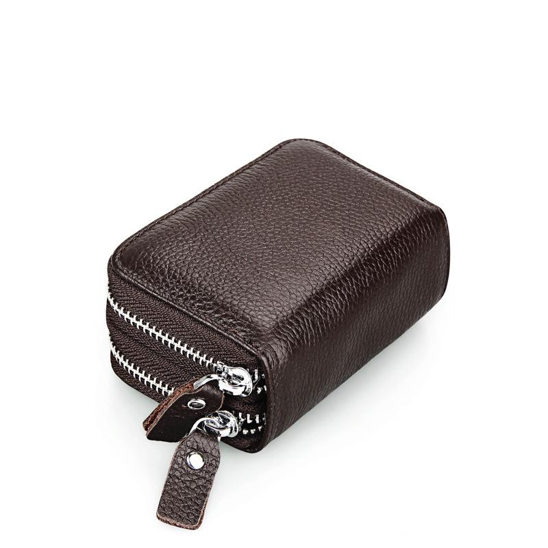 Anti-Magnetic RFID Cowhide Accordion Card & Coin Holder - Korean Style