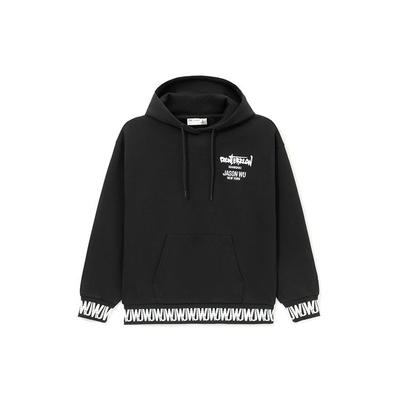 Li Ning X Jason Wu Kollaboration Sportmode-Serie Besticktes Logo Lockerer Pullover Hoodie Unisex Hoodies Schwarz AWDRH10-1