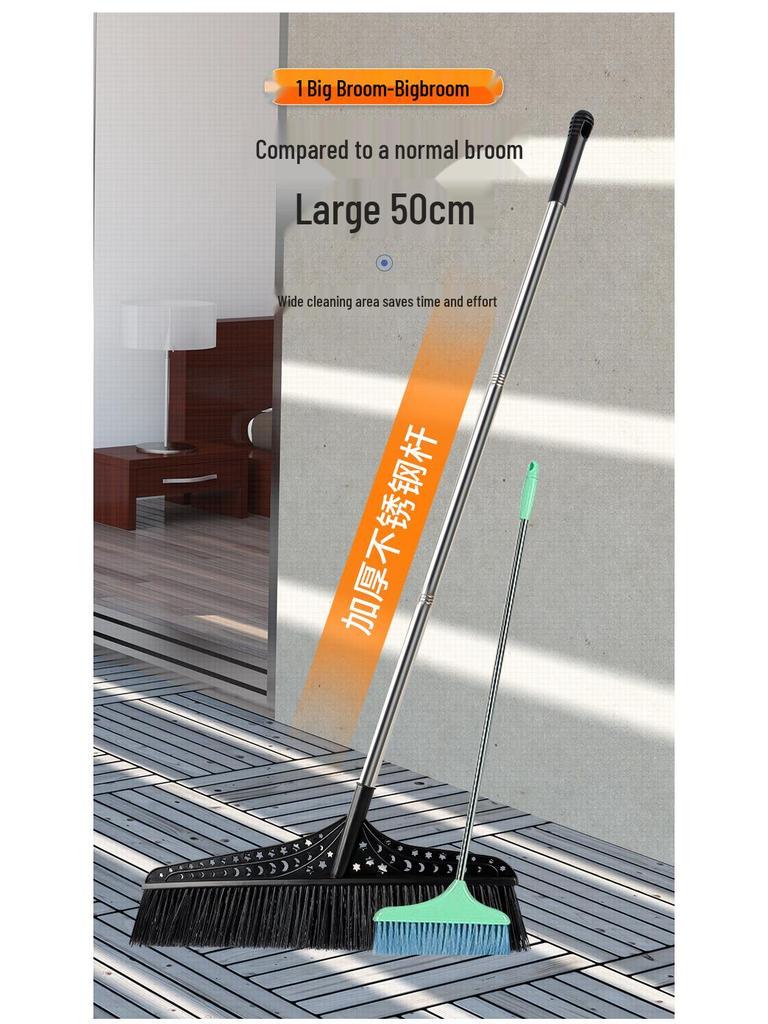 Extra Large Outdoor Hard Bristle Broom for Yard, Courtyard, and Garden Sweeping