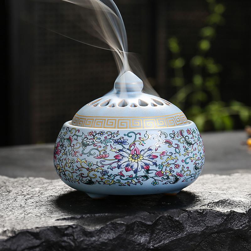 Enamel Backflow Incense Burner 2025 Ceramics 4 Hours Coil Incense Base Implies Beauty for Home Decor Ornaments
