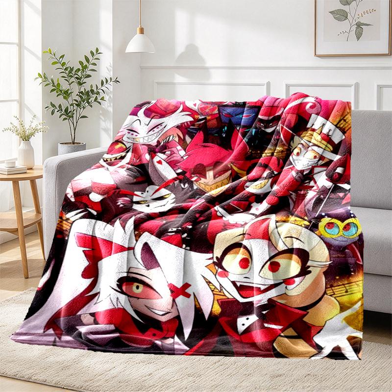 Hazbin Hotel Pattern Blanket for Home Decoration, Bed, Sofa, Car Travel, Camping, Suitable for All Seasons, Birthday Christmas Gift