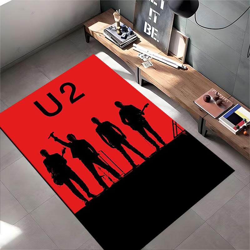 Band Silhouette with Red Background Suitable As a Non-slip Mat for the Living Room or Bedroom Sofa