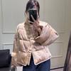 Retro Stand-up Collar Buckle Jacquard Mink Hair Down Jacket Women's Winter Goose Down Jacket a Piece