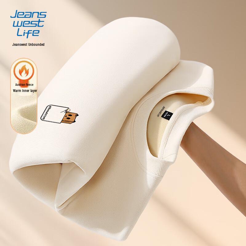 

JEANSWEST LIFE Men s Fleece-Lined Round Neck Sweatshirt L