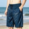 Men Shorts Mid-rise Elastic Waistband Athletic Shorts with Drawstring Pockets Printing Wide Leg Summer Beach Casual Shorts