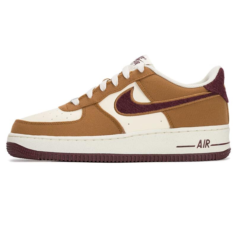 

Nike Air Force 1 LV8 GS Big Kids Casual Shoes Light British Tan Coconut Milk Gum Dark Brown Burgundy Crush FN4731-200 36.5