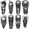 3pcs Temporary Tattoo Waterproof Long-lasting Body Stickers Owl And Skull Skeleton Bird Skull With For Men Thighs Adults