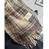 Korean Style Imitation Cashmere Plaid Scarf - Women's Warm, Thick, and Versatile Neck Warmer for Fall and Winter.
