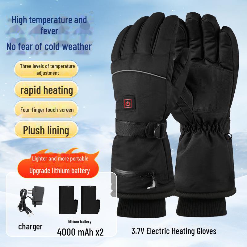 3.7V Electric Heated Winter Cycling Gloves - Thick, Windproof, and Warm.