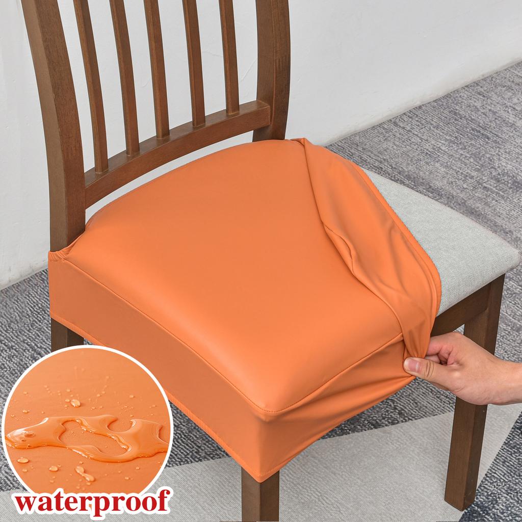 Waterproof seat covers for dining chairs Pu leather chair seat covers without back covers removable washable chair protector