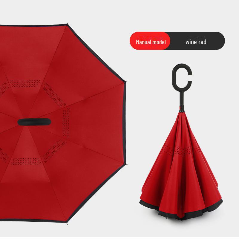 Double-Layer C-Shaped Reverse Umbrella, Extra-Large, Long-Handled for Two People, Custom Logo, For All Weather, Car-Mounted, Advertising Umbrella