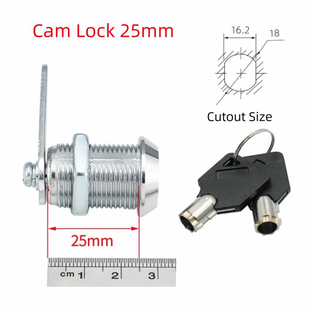 16-30mm Length Drawer Lock 2 Keys Included Locking Plate Cabinet Lock Metal Body Mechanical Tongue Distribution Box Lock