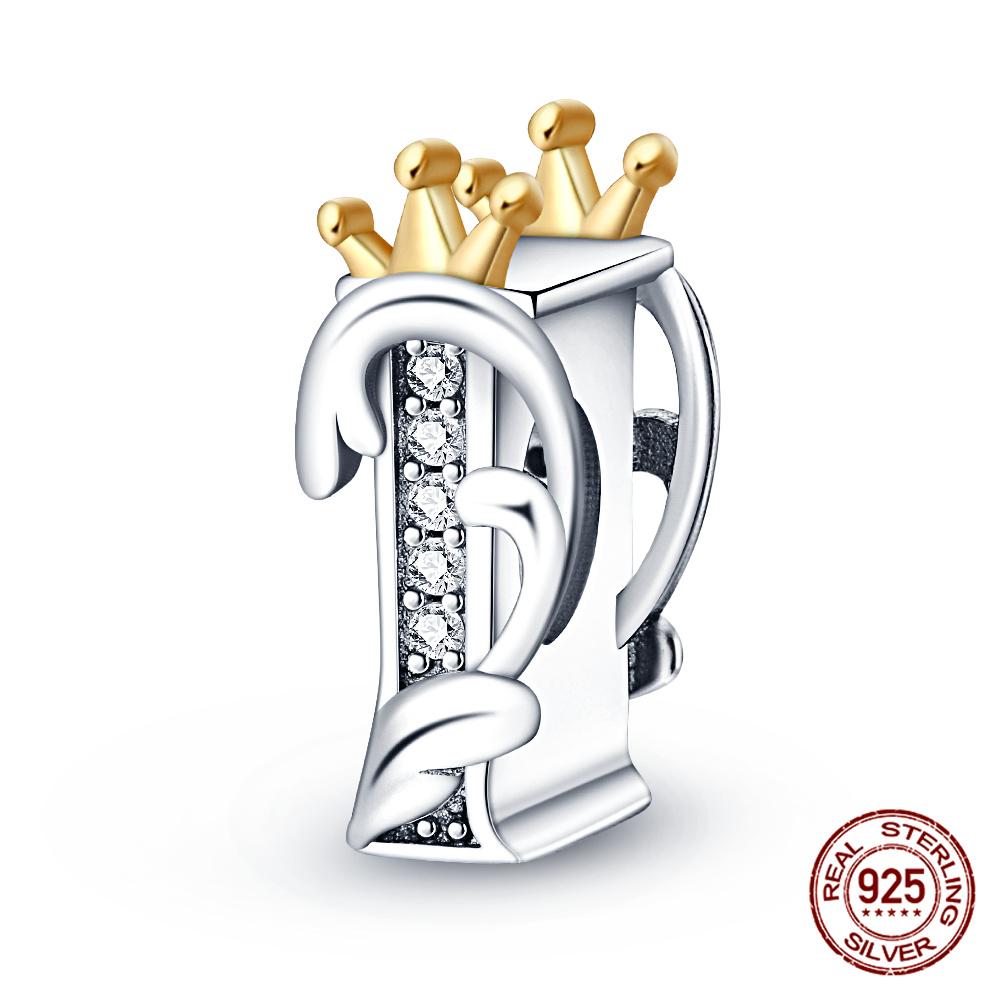 Classic Crown 26 Letters A-Z Copper Charms Fitoriginal Bracelets Diy Jewelry Making For Women Gift