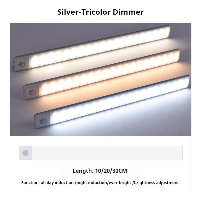 

Светодиодный ночник с датчиком движения 10-60 см, USB-перезаряжаемый, 3-цветный, беспроводной, магнитный, для шкафа, спальни, гардероба, кладовки, коридора, дома на колесах Tricolor Dimmer&10cm