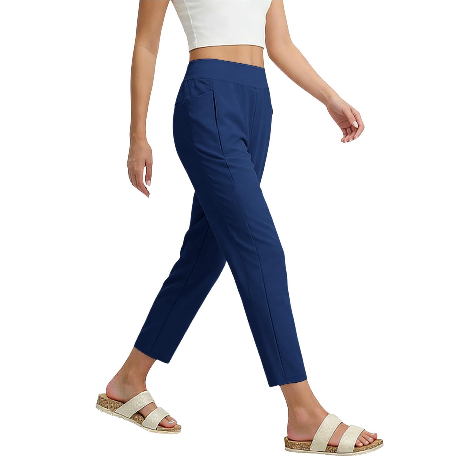Women s fashionable casual pants L синий