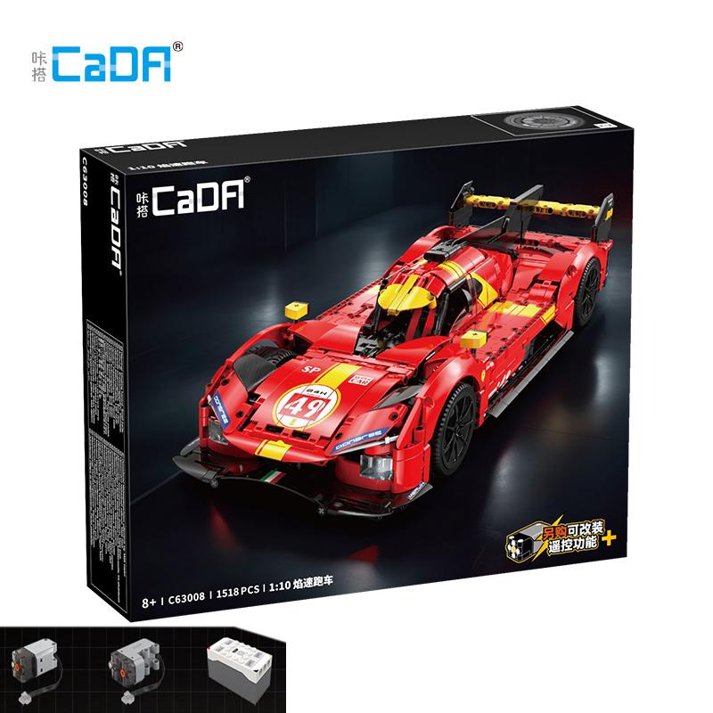 1518Pcs 1:10 Cada MOC City Remote Control Flame Racing Car Model Building Blocks RC V6 Sports Vehicle Bricks Toys Festival Gifts