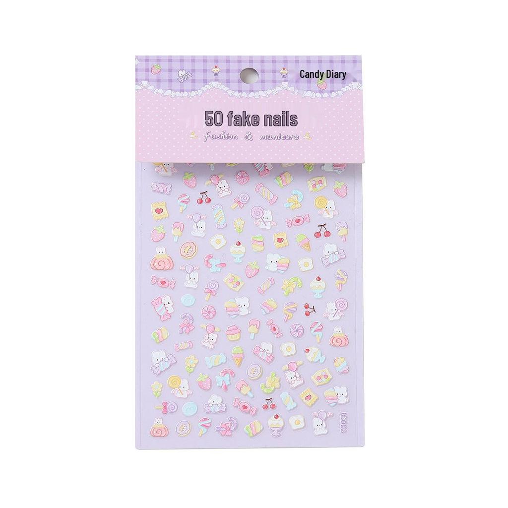 5D Luminous Cartoon Nail Stickers: Cute, Waterproof, 3D Embossed Decals for Kids' Nail Art