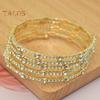Adjustable Opening Alloy Bracelet Shiny Rhinestones Multi Layer Design Bangle Wristband Wrist Jewelry
