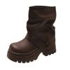 Small thick-soled Martin boots women's 2025 new autumn retro brown boots super fire trousers stacked short boots